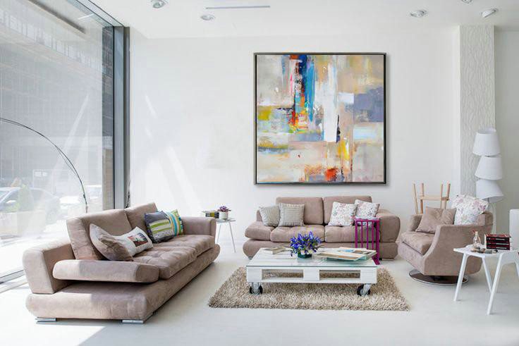 Original Artwork Extra Large Abstract Painting,Oversized Palette Knife Painting Contemporary Art On Canvas,Hand Painted Aclylic Painting On Canvas,Blue,Yellow,Nude,Pink,Red.etc